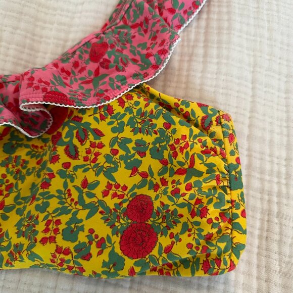 Roller Rabbit Size Extra Large Floral One Shoulder Ruffle Bikini Top - Picture 3 of 7